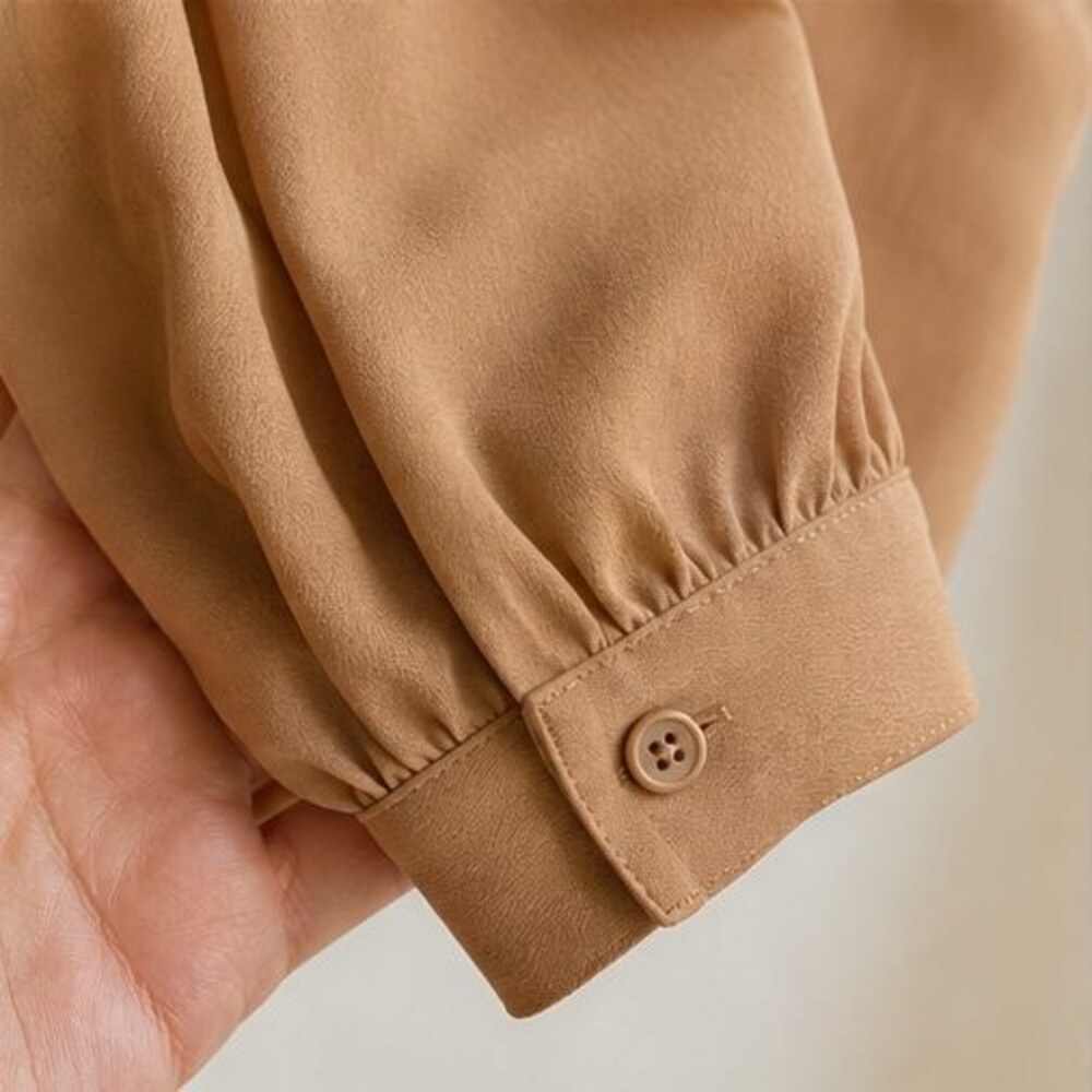 Camel Ruffle Collar Blouse - Picture 5 of 6
